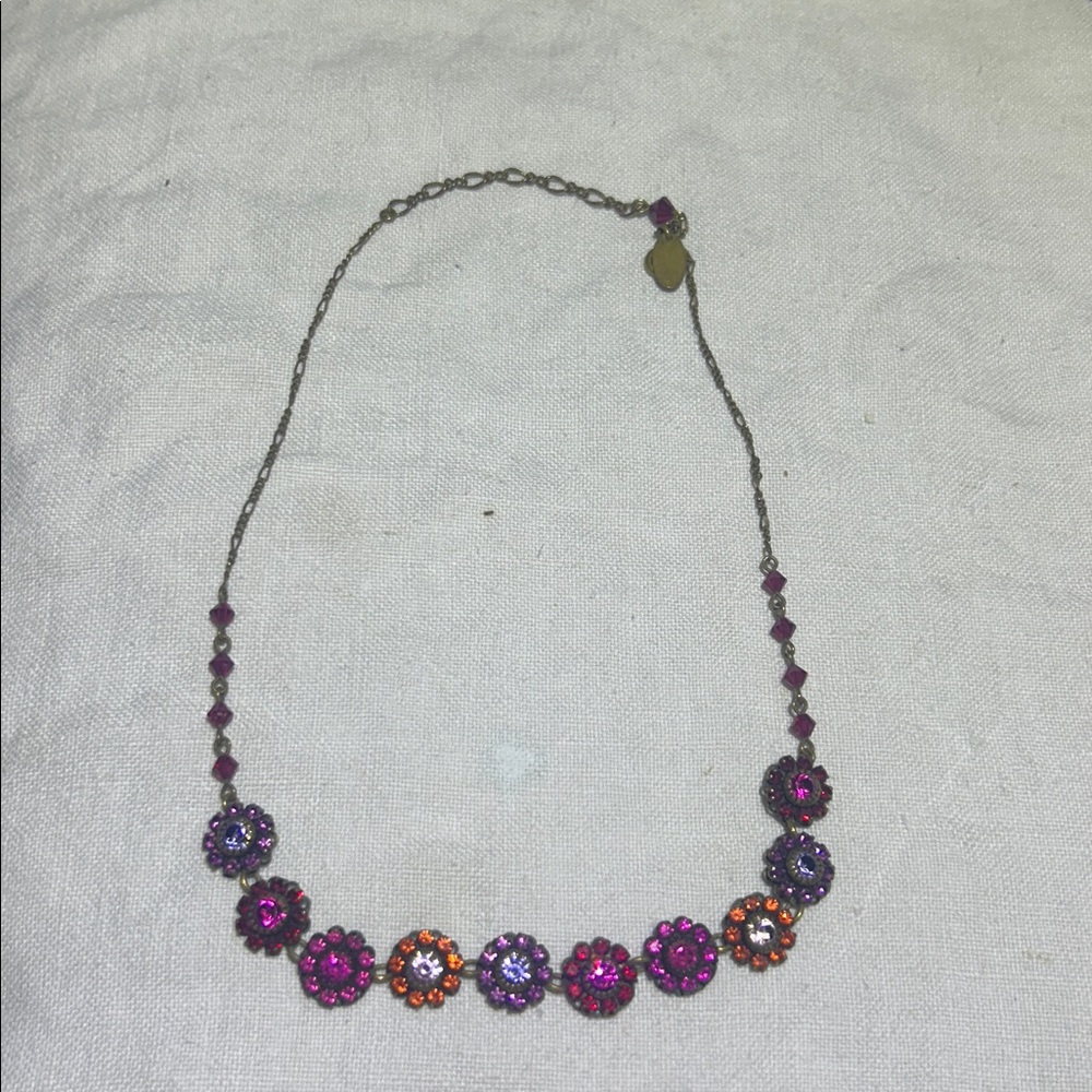 NWOT.  Liz Palacios multi colored/floral designed Swarovski crystal necklace.